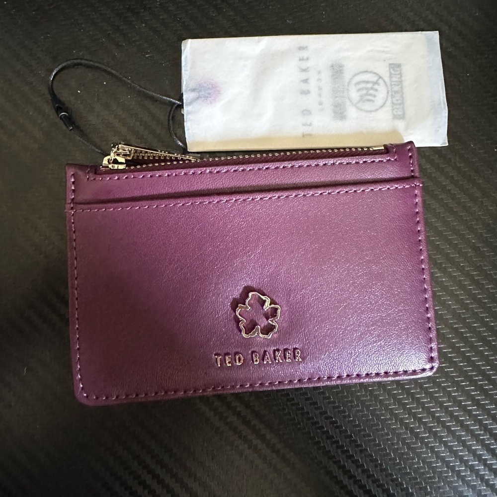 Ted Baker flower eyelet leather zip card holder